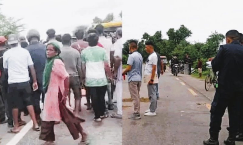 ट्याक्टरको ठक्करबाट मोटरसाइकल सवार दुई जनाको मृत्यु, पूर्व–पश्चिम राजमार्ग  अवरुद्ध