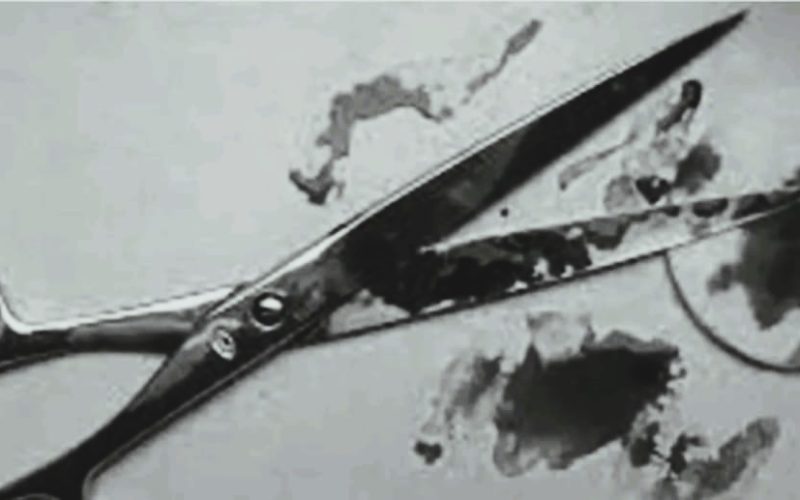 कैची प्रहार गर्दा एक महिला घाइते